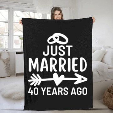 Discover Just Married 40 Years Ago Wedding Anniversary Fleece Blankets