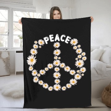 Discover Daisy Peace Sign Women Gardener Hippie Fleece Blankets