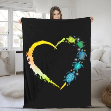 Discover Sea Turtle Heart Animal Lover Fleece Blankets