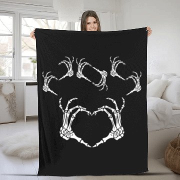 Discover Skeleton Hand Heart Sign Bones Costume Halloween Fleece Blankets