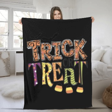 Discover Trick or treat Funny Happy Halloween Pumpkin Spice Fleece Blankets