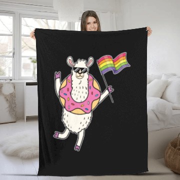 Discover LGBT Rainbow Funny Llama Gay Pride Lesbian Gift Fleece Blankets