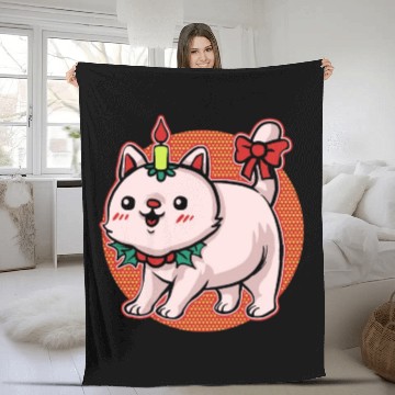 Discover Christmas Ugly Christmas Cat Mieze Xmas Cat Fleece Blankets