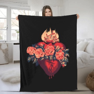 Discover Immaculate Heart Of Mary Vintage Blessed Catholic Fleece Blankets