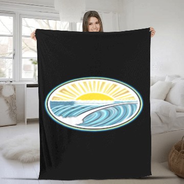 Discover Surf Sunrise Oval Fleece Blankets