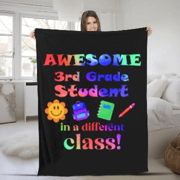 Discover Awesome Third Grade Student in a Different Class Fleece Blankets