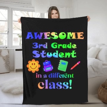 Discover Awesome Third Grade Student in a Different Class Fleece Blankets