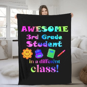 Discover Awesome Third Grade Student in a Different Class Fleece Blankets