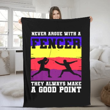 Discover Fencing Sport Sword Fencer Foil Fleece Blankets