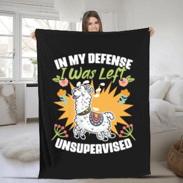 Discover In My Defense I Was Left Unsupervised Funny Floral Fleece Blankets