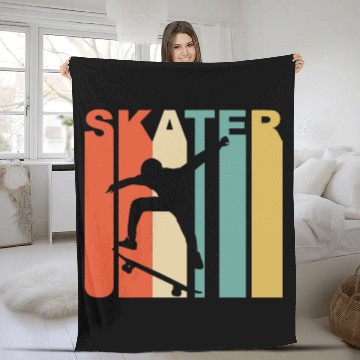 Discover Retro 1970'S Style Skater Skateboarder Skateboardi Fleece Blankets