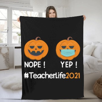 Discover Funny Halloween Teacher life 2021 Pumpkin wearing Fleece Blankets