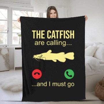 Discover Catfish Phone Call - Blue Catfish Slayer Fleece Blankets