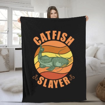 Discover Catfish Slayer - Wels Catfish Hunter Fleece Blankets