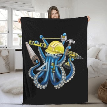 Discover "Octo Builder" - Octopus contractor Fleece Blankets