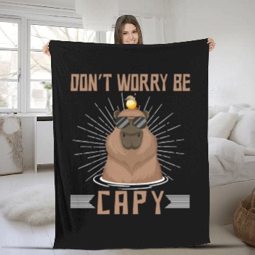 Discover Happy Capybara Lover Rodent Animal Fleece Blankets