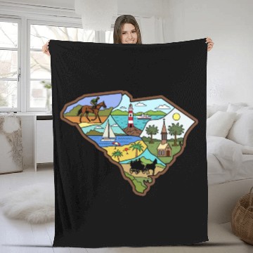 Discover Vintage Charleston Columbia South Carolina Map Fleece Blankets