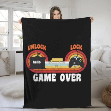 Discover Back to School games over retro vintage Fleece Blankets