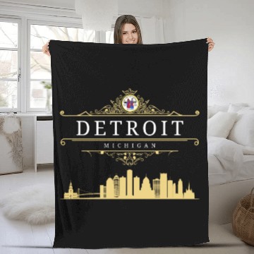 Discover Detroit Michigan Fleece Blankets