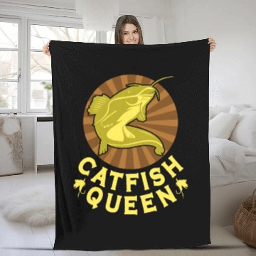 Discover Wels Catfish Design For A Catfish Queen Fleece Blankets
