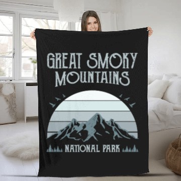 Discover Great Smoky Mountains Vintage National Park Fleece Blankets