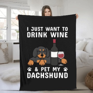 Discover Drink Wine And Pet My Dachshund Fleece Blankets