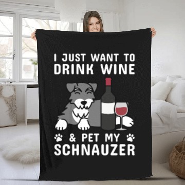 Discover Drink Wine And Pet My Schnauzer Fleece Blankets