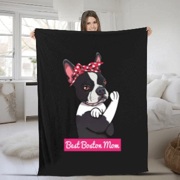 Discover Retro Boston Terrier Dog Mom Lover Cartoon Gift Fleece Blankets