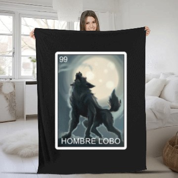 Discover Hombre Lobo Werewolf Card Mexican Lottery Fleece Blankets