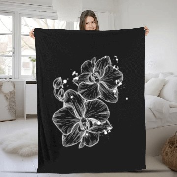 Discover Breathtaking amazing orchid (white version) Fleece Blankets