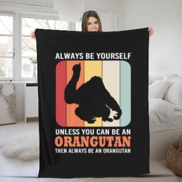 Discover Retro Ape Monkey Silhouette Funny Orangutan Fleece Blankets