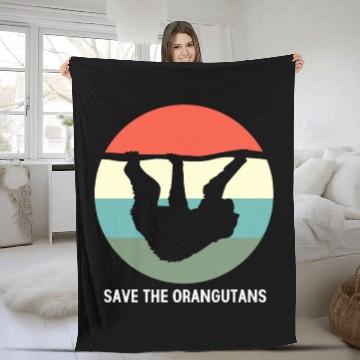 Discover Vintage Ape Monkey Save The Orangutan Fleece Blankets