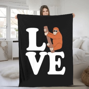 Discover I Love Monkey Ape Orangutan Fleece Blankets