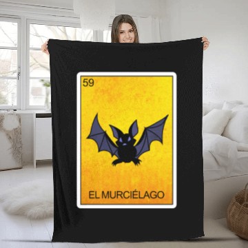 Discover El Murcielago Bat Card Mexican Lottery Card Fleece Blankets