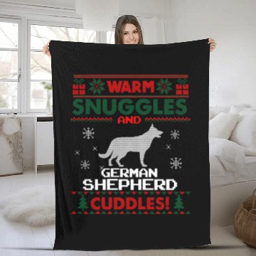Discover Merry Christmas German Shepherd Dog Ugly Christmas Fleece Blankets