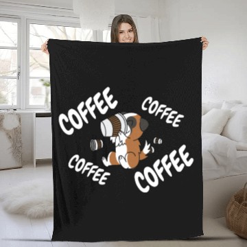 Discover Saint Bernard Drinking Coffee Fleece Blankets