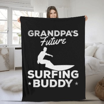 Discover Grandpa's Future Surfing Buddy Surfer Baby Newborn Fleece Blankets
