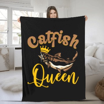 Discover Wels Catfish Design For A Catfish Queen Fleece Blankets