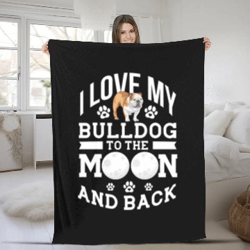 Discover I Love My Bulldog To The Moon and Back Fleece Blankets