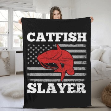 Discover Catfish Slayer - Wels Catfish Hunter Fleece Blankets