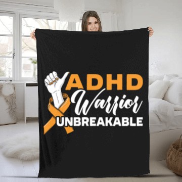Discover ADHD Warrior Unbreakable Embrace Neurodiversity Fleece Blankets