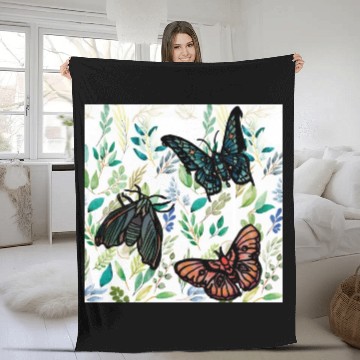Discover Two Butterflies and A Moth Fleece Blankets