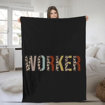 Discover Construction Worker Leopard Print Funny Fleece Blankets