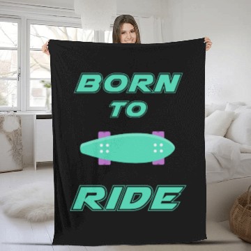 Discover born to ride skateboard skate rider Fleece Blankets