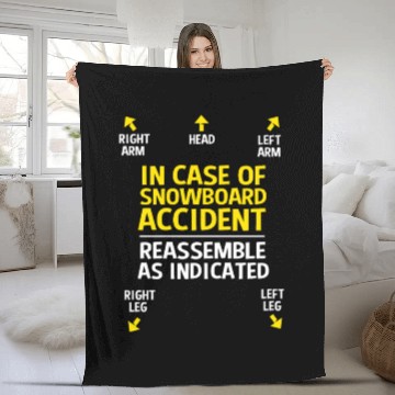 Discover In Case Of Snowboarding Accident Funny Snowboarder Fleece Blankets