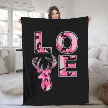 Discover K Camouflage Buck Love Deer Hunting Hunter Fleece Blankets