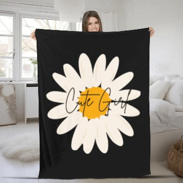 Discover Cute Girl floral Fleece Blankets