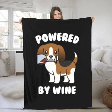 Discover Basset Hound Powered By Wine Fleece Blankets