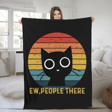 Discover Cute Cat. Ew, people There! Fleece Blankets