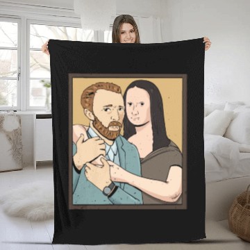 Discover Mona Lisa and Vincent Van Gogh as a couple Design Fleece Blankets